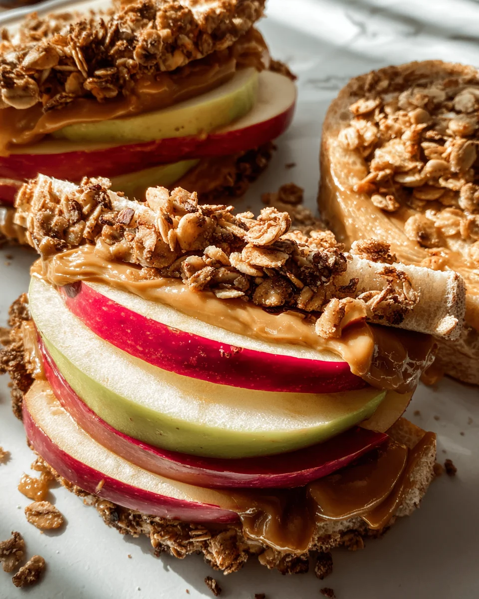 Peanut Butter Apple Sandwiches with Granola 14 Peanut