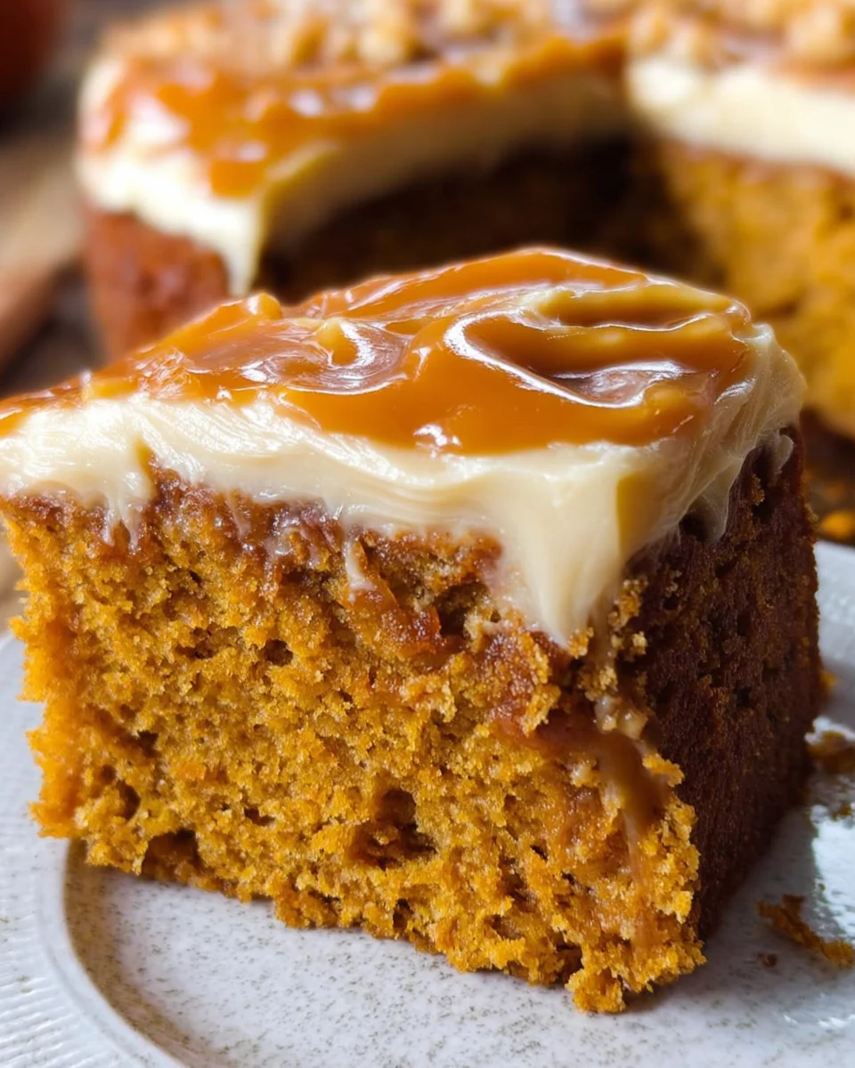 Pumpkin Cake with Caramel Cream Cheese Frosting
