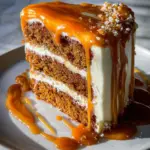 Pumpkin Cake with Cream Cheese Frosting and Salted Caramel Drizzle