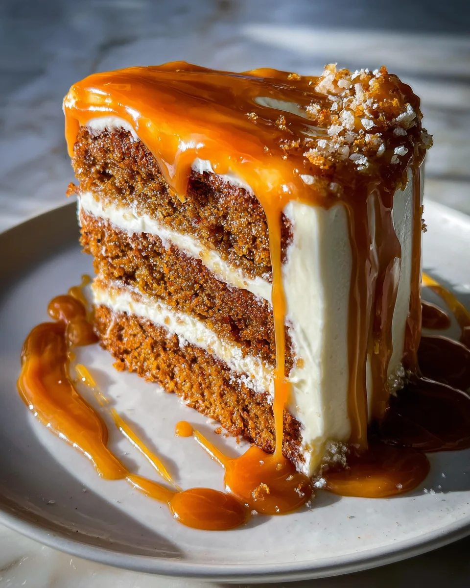 Pumpkin Cake with Cream Cheese Frosting and Salted Caramel Drizzle 32 Pumpkin Cake with Cream Cheese Frosting and Salted Caramel Drizzle