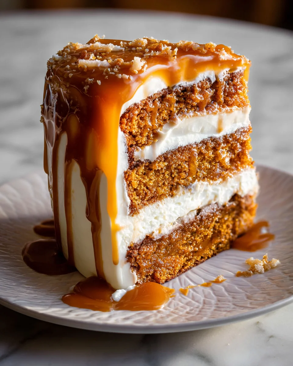 Pumpkin Cake with Cream Cheese Frosting and Salted Caramel Drizzle 33 Pumpkin