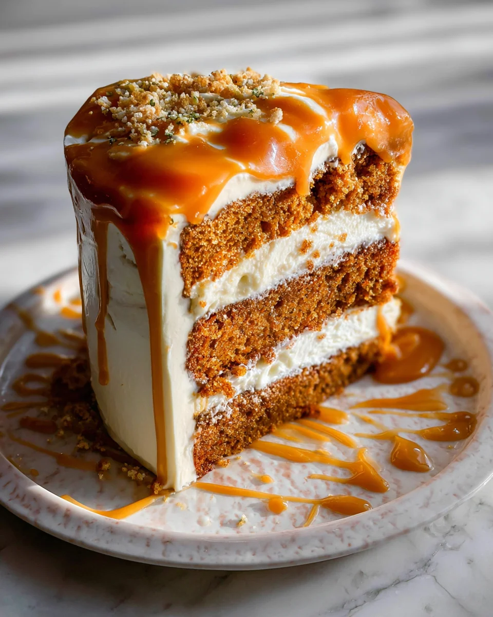 Pumpkin Cake with Cream Cheese Frosting and Salted Caramel Drizzle 34 Pumpkin