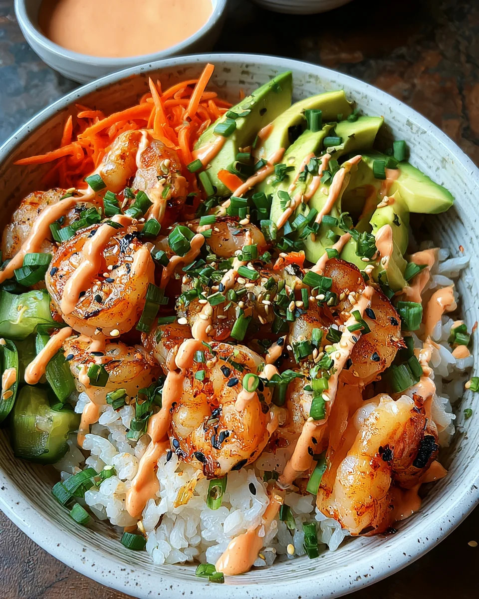 Shrimp Rice Bowls with Spicy Mayo Shrimp