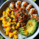 Shrimp and Avocado Bowls with Mango Salsa & Lime-Chili Sauce