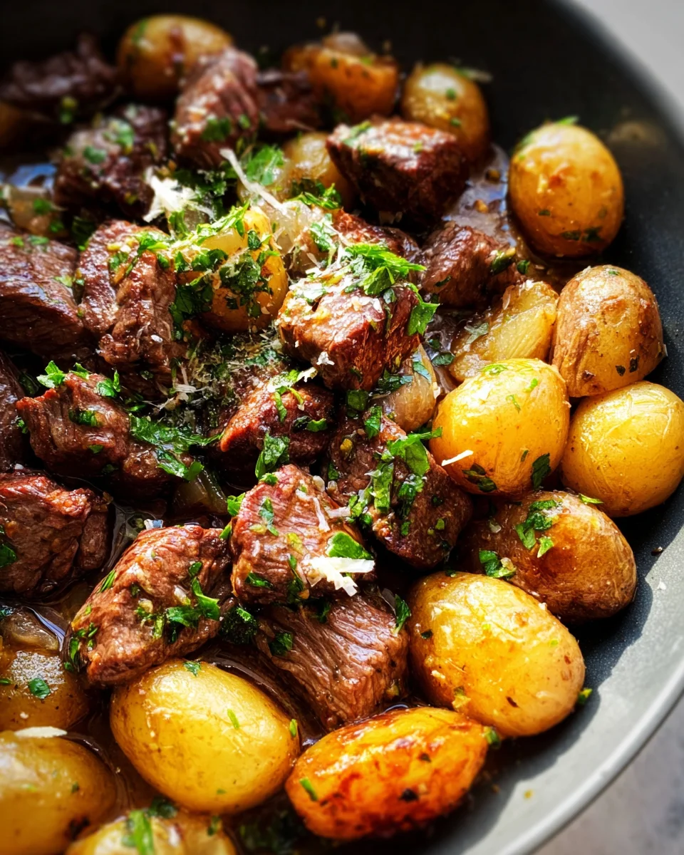 Slow Cooker Garlic Butter Beef Bites & Potatoes Slow Cooker Garlic Butter Beef Bites & Potatoes