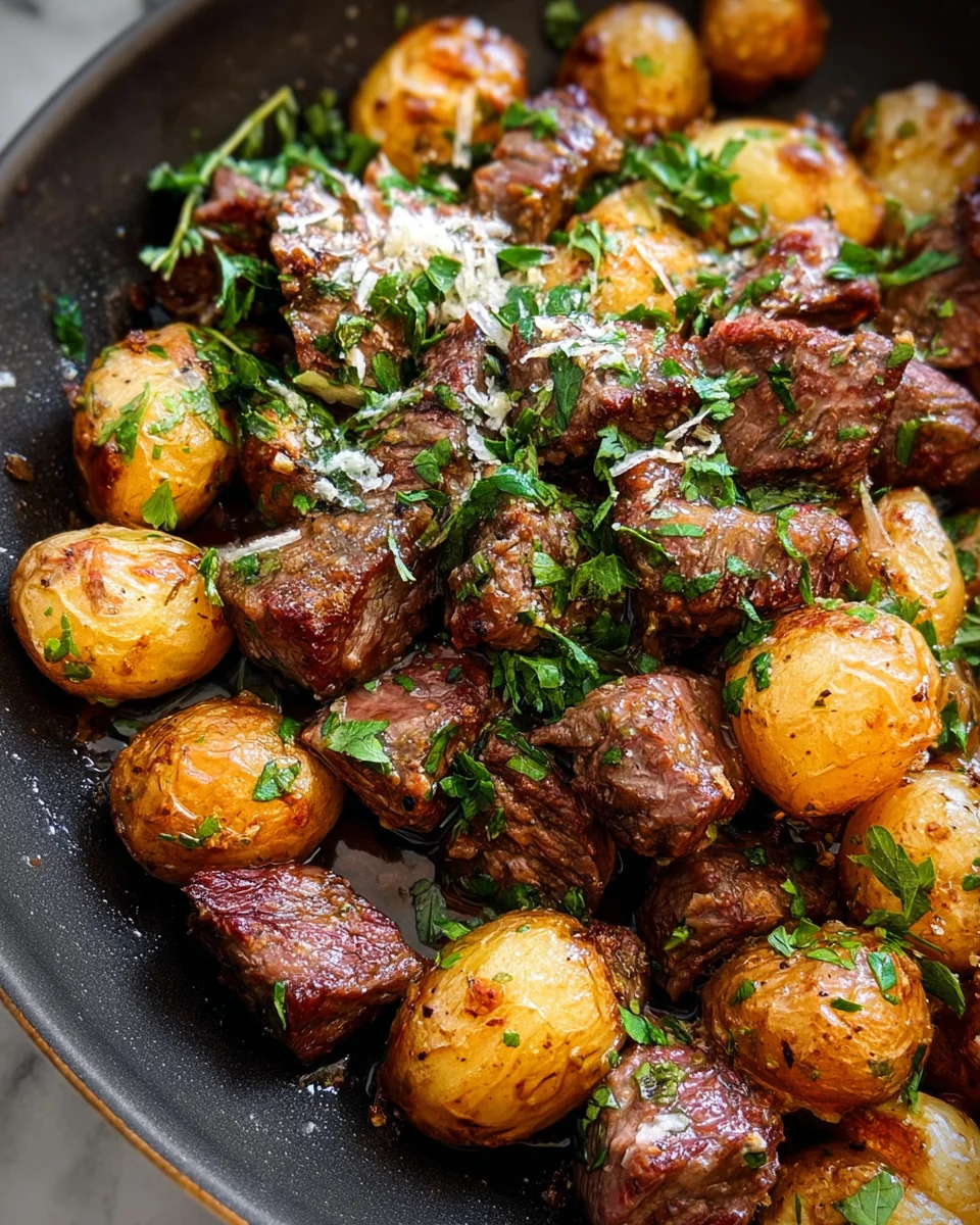 Slow Cooker Garlic Butter Beef Bites & Potatoes Slow