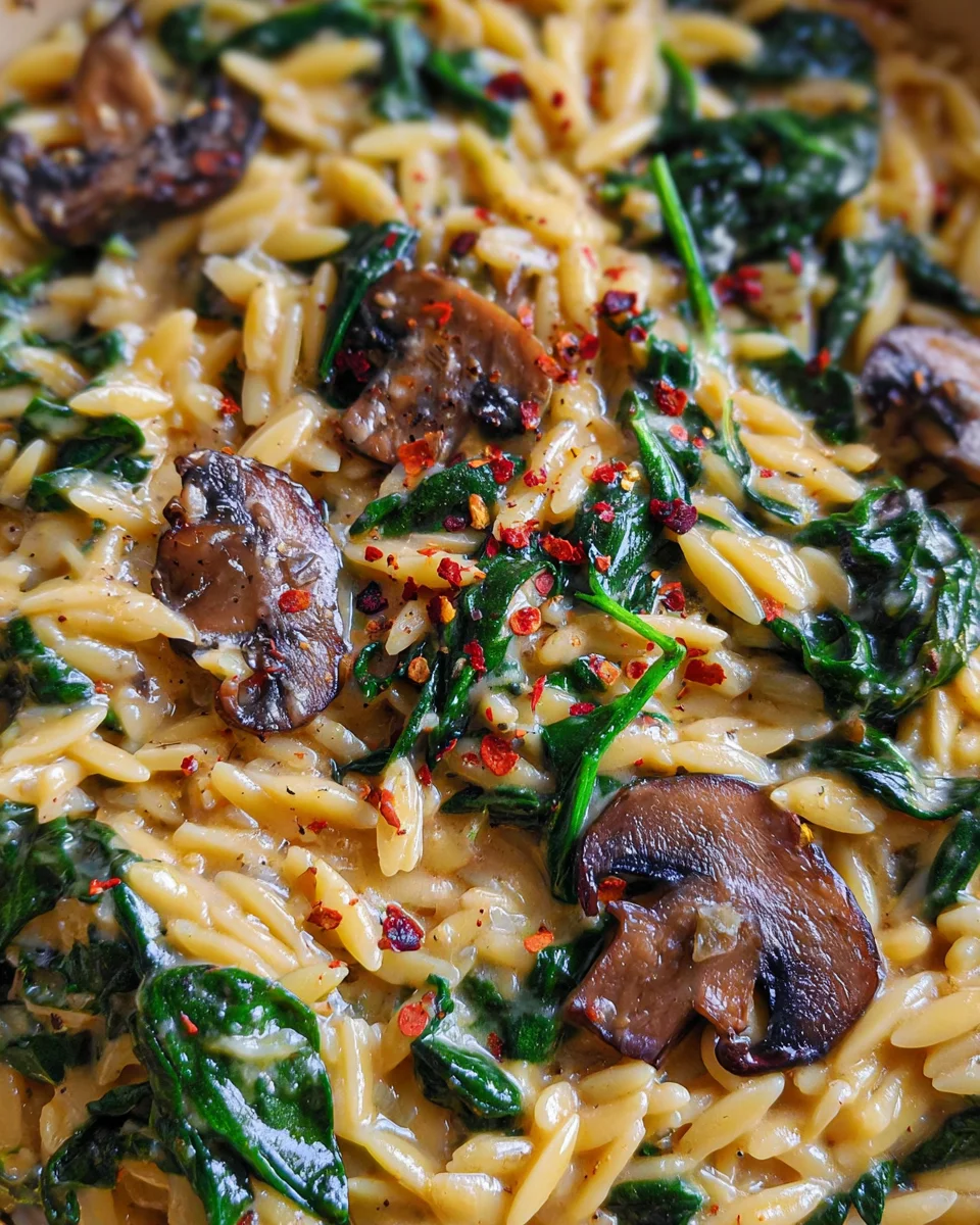 Spinach Mushroom Orzo Spinach