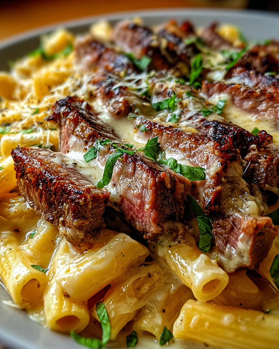 Steak and Creamy Garlic Parmesan Pasta 19 Steak
