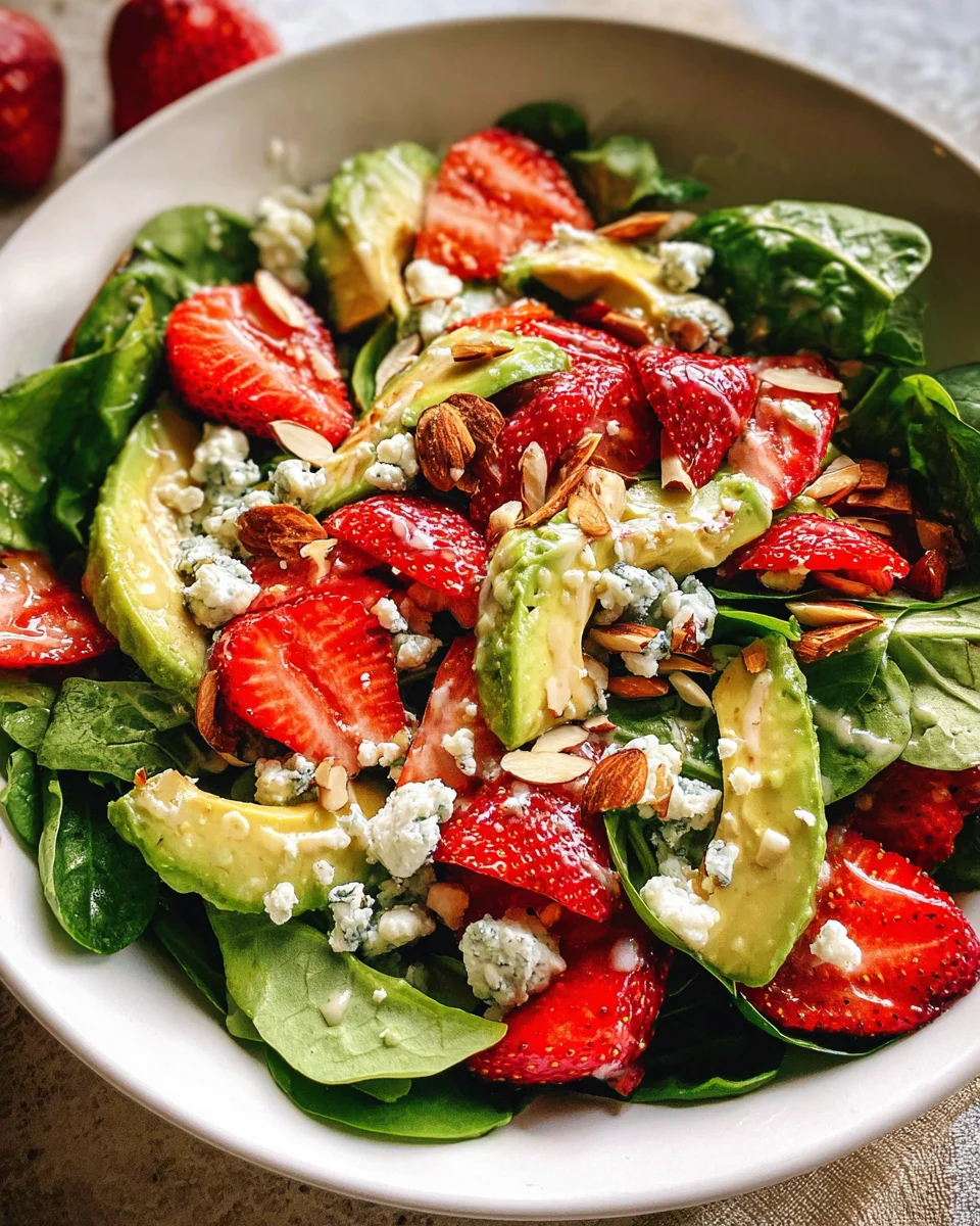 Strawberry Avocado Spinach Salad with Poppyseed Dressing