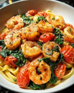 Tomato Spinach Shrimp Pasta