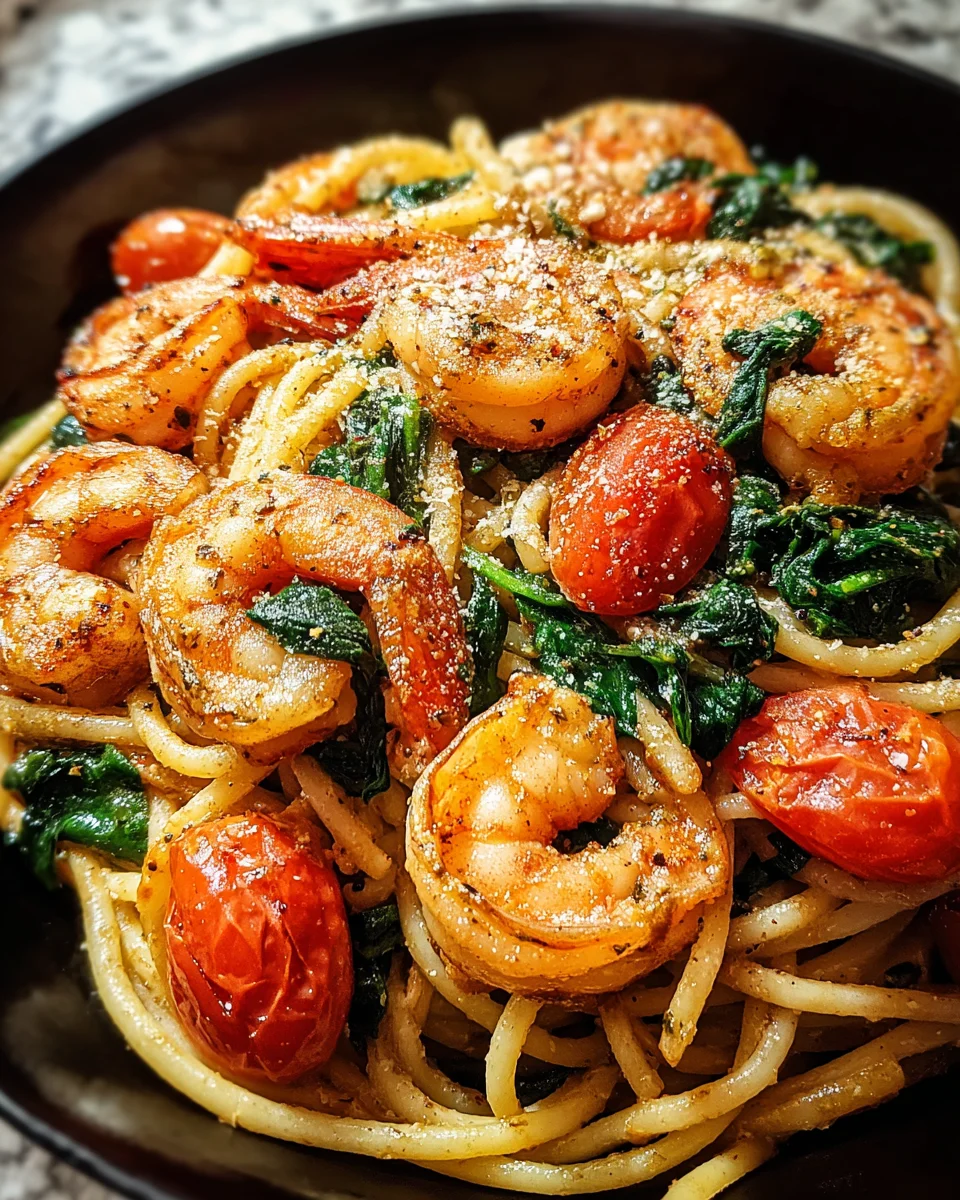 Tomato Spinach Shrimp Pasta Tomato