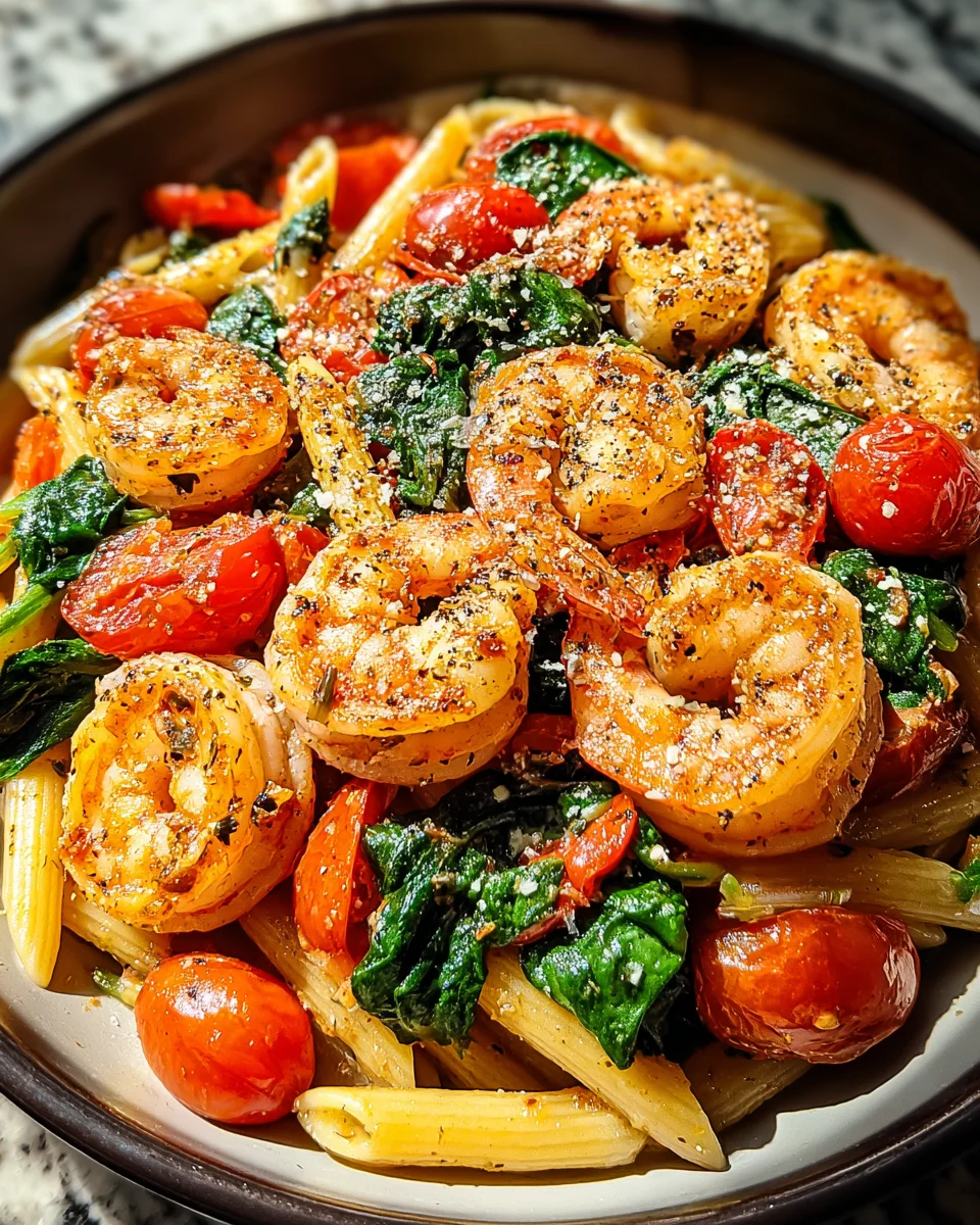 Tomato Spinach Shrimp Pasta Tomato