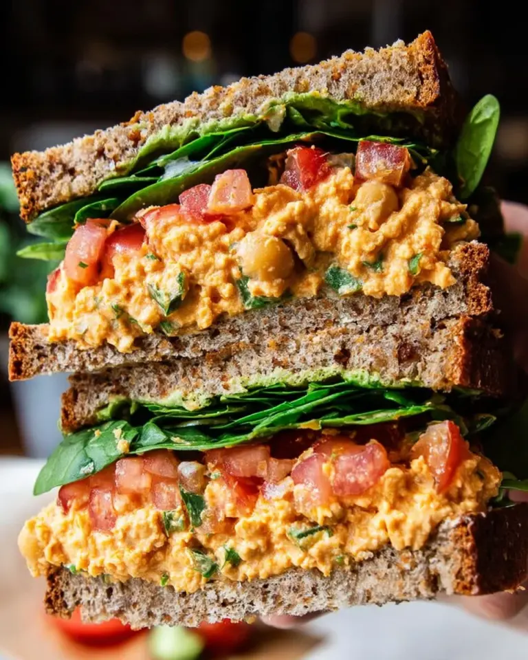 Vegan Buffalo Chickpea Salad Sandwich