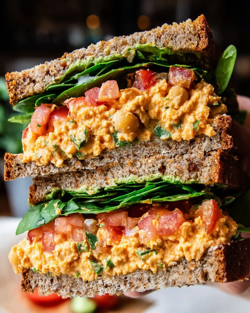 Vegan Buffalo Chickpea Salad Sandwich