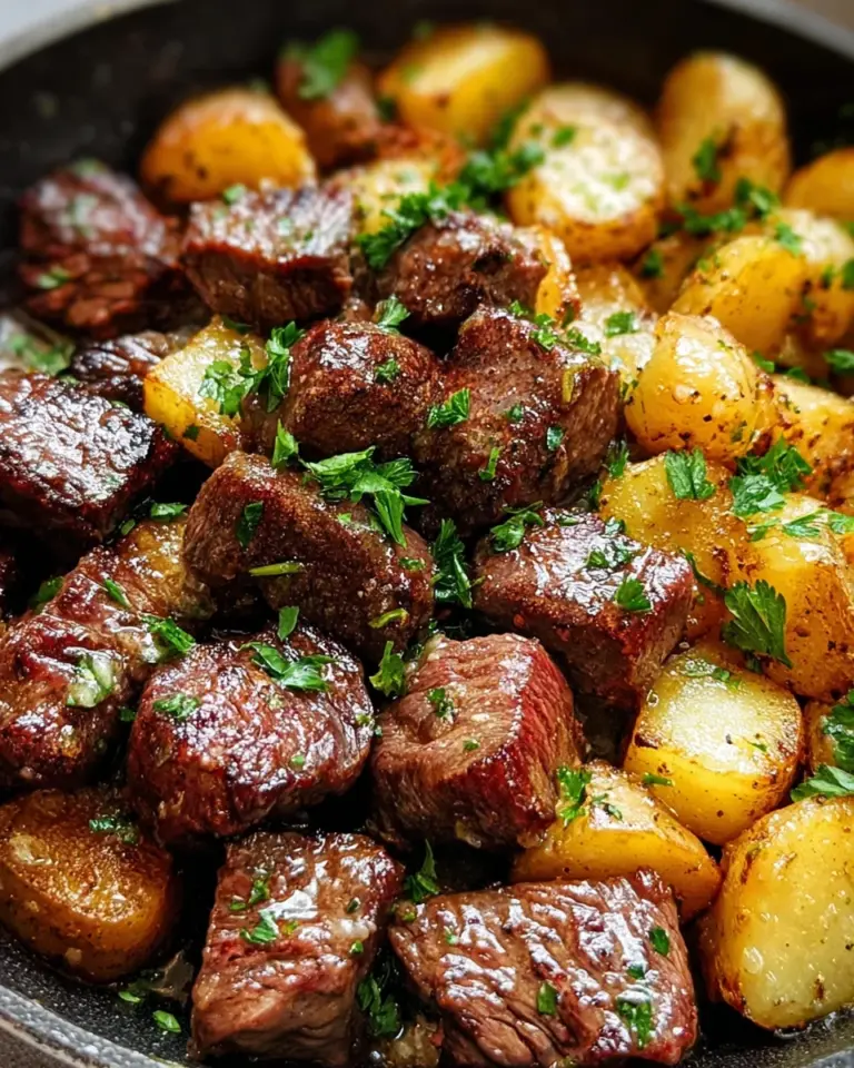 Creamy Garlic Butter Steak Bites and Potatoes