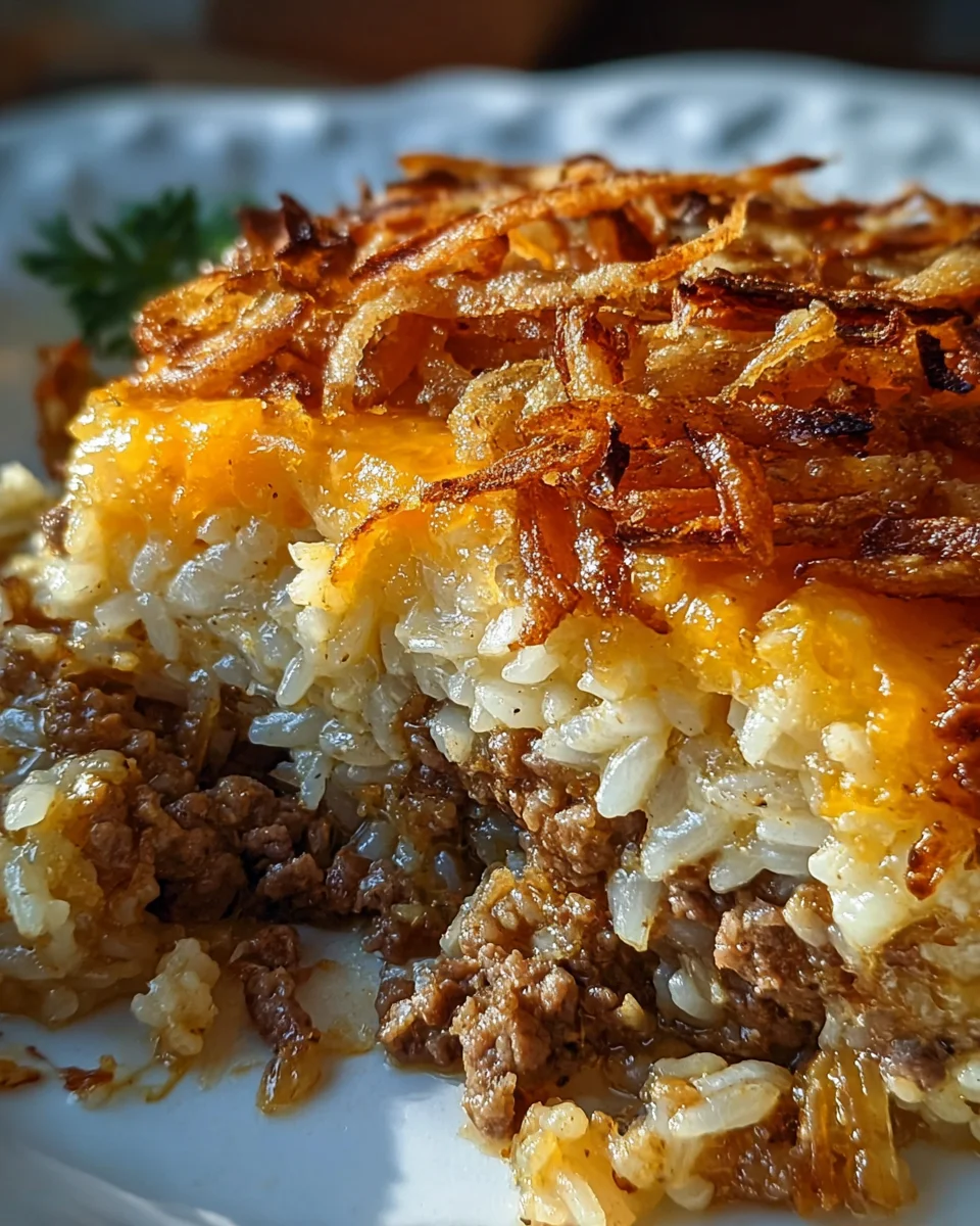 French Onion Ground Beef and Rice Casserole 19 French Onion Ground Beef and Rice Casserole