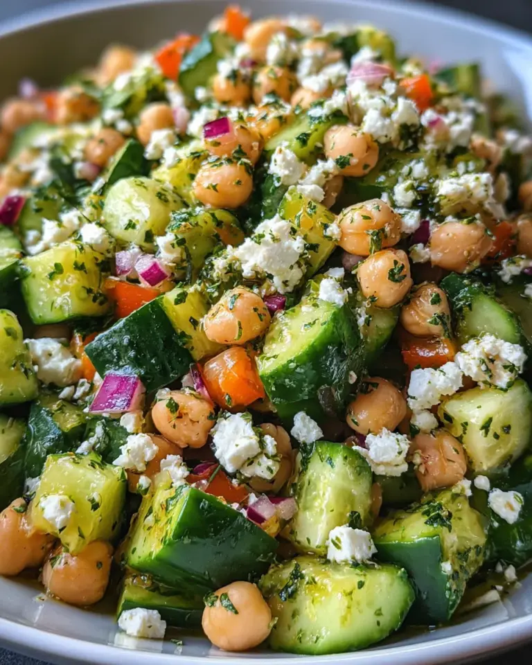 Herby Cucumber Salad with Feta and Chickpeas