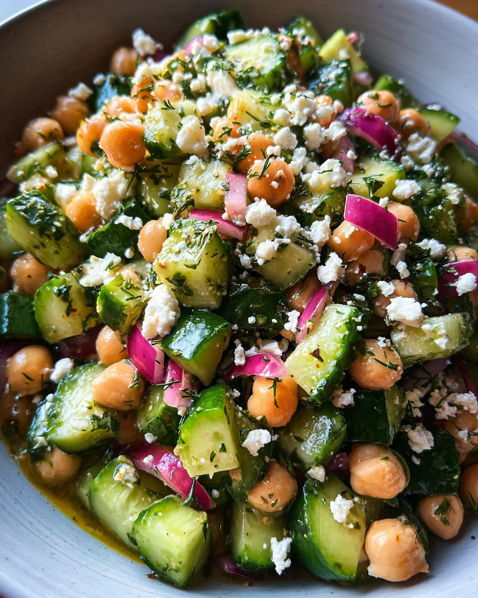 Herby Cucumber Salad with Feta and Chickpeas 20 Herby