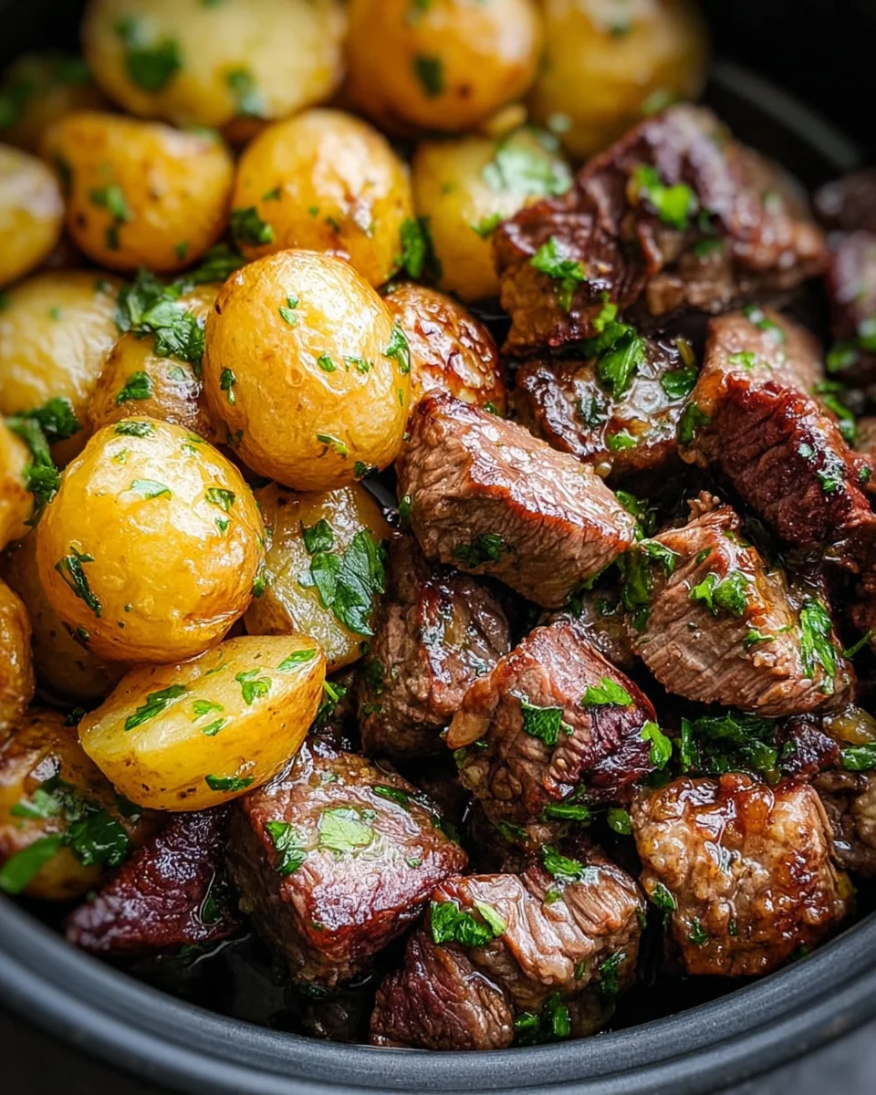 Slow Cooker Garlic Butter Beef Bites & Potatoes 18 Slow